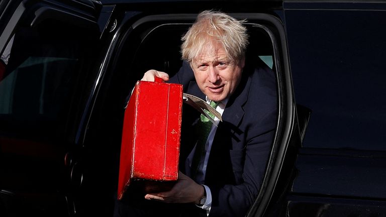 British Prime Minister Boris Johnson departs to meet with Ukrainian President Volodymyr Zelenskiy, in London, Britain February 1, 2022. REUTERS/Peter Nicholls/Pool
