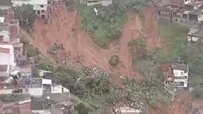 Sao Paulo State in Brazil sees heavy rain causing landslides