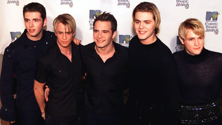 Westlife pictured at the MTV Europe awards ceremony in Dublin in 1999