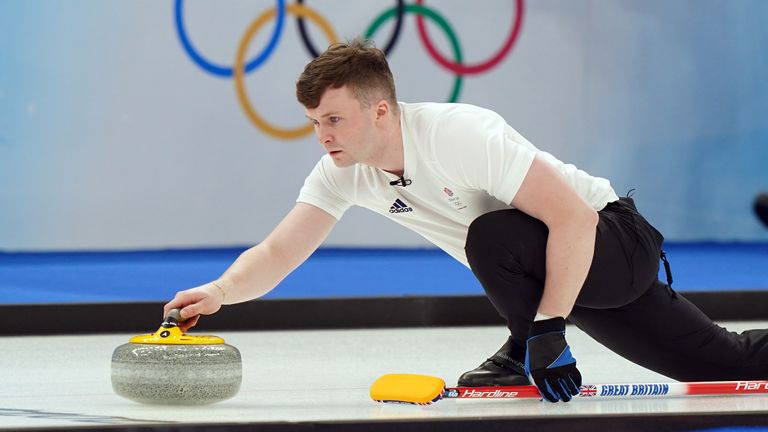 Bruce Mouat competing at the 2022 Winter Olympics
