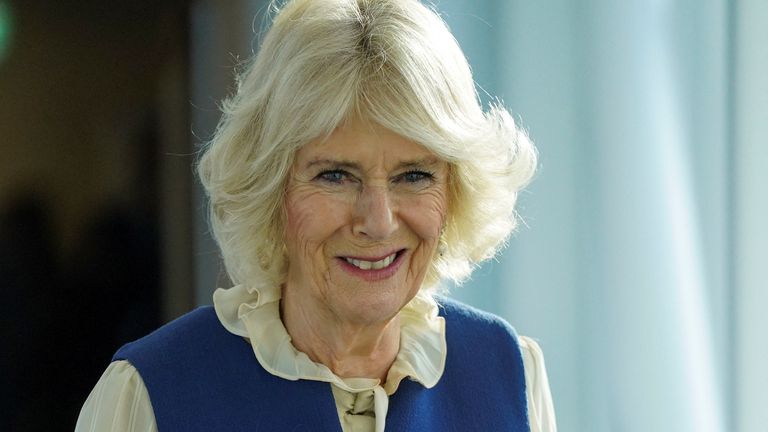 Britain&#39;s Camilla, Duchess of Cornwall, smiles during a visit to Oxford University to open the Marcela Botnar Wing, the newest Botnar Institute for Musculoskeletal Sciences facility, in Oxford, Britain January 26, 2022. Steve Parsons/Pool via REUTERS