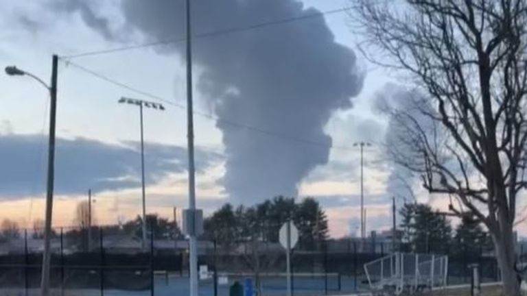 Plume of steam creates constant roaring sound after explosion at chemical plant