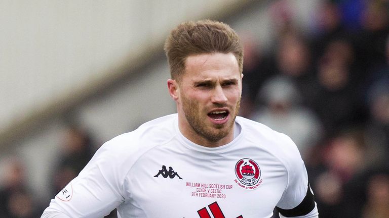 File photo dated 09/02/20 of Clyde&#39;s David Goodwillie during the William Hill Scottish Cup fifth round match at Broadwood Stadium, Glasgow. Scottish crime writer Val McDermid has ended her sponsorship of a football club after it signed player David Goodwillie who was found to have raped a woman. Raith Rovers, based in Kirkcaldy, Fife, announced on Monday that it had taken on the striker. Issue date: Tuesday February 1, 2022.
