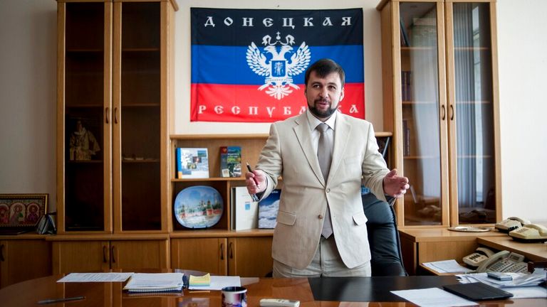 Denis Pushilin is head of the Donetsk People&#39;s Republic. Pic: AP