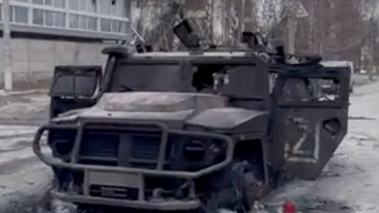 Wrecked Vehicles Seen in Kharkiv Amid Fighting
