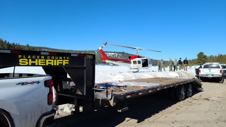 Rescue crews stand at the Stampede Reservoir in Downieville, California    
Credit: Sierra County Sheriff's Office 