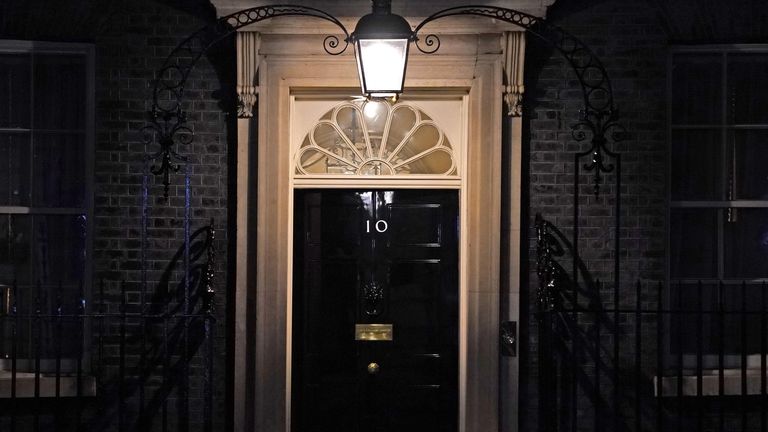 A light over the 10 Downing Street door in London