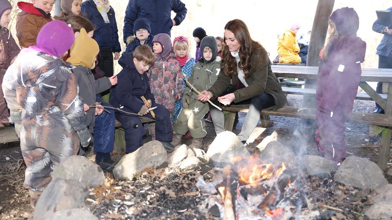 The Duchess of Cambridge during a visit to Stenurten Forest Kindergarten in Copenhagen, Denmark, on day two of a two-day working visit with The Royal Foundation Centre for Early Childhood. Picture date: Wednesday February 23, 2022.