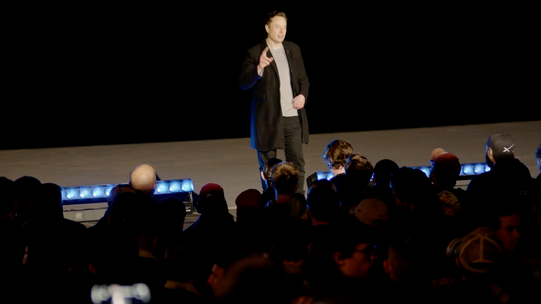 Elon Musk spoke to an audience in Boca Chica, Texas. Pic: SpaceX