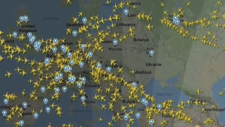 Flight tracker shows planes being diverted around Ukraine