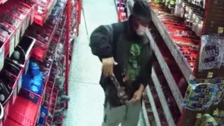 A man in Florida has been caught on camera stealing crossbows and escaping with the weapons by hiding them in his trousers. Darren Durrant was later identified as the man in the video and has been arrested by Brevard Country Sheriffs. 