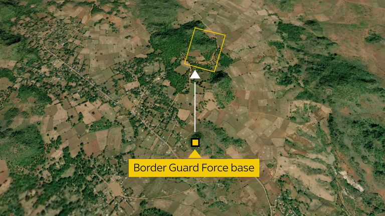 Four border guard force troops were dispatched to investigate what was happening at the checkpoint