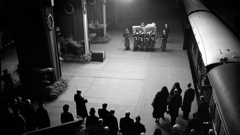 George VI was brought to London from Sandringham to lie in State in Westminster Hall until his funeral
