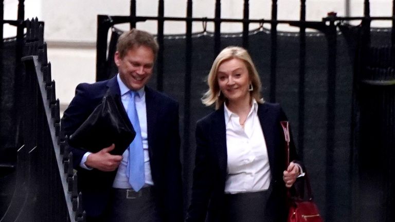 Transport Secretary Grant Shapps and Foreign Secretary Liz Truss leaving Downing Street in London following a Cabinet meeting. Picture date: Monday February 28, 2022.