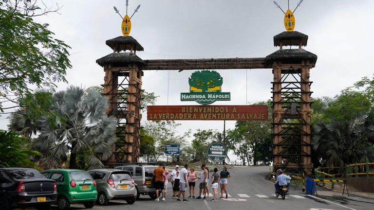 Tourist arrive at Hacienda Napoles, which was once the private zoo with illegally imported hippos and other animals, that belonged to the late drug lord Pablo Escobar, in Puerto Triunfo, Colombia,