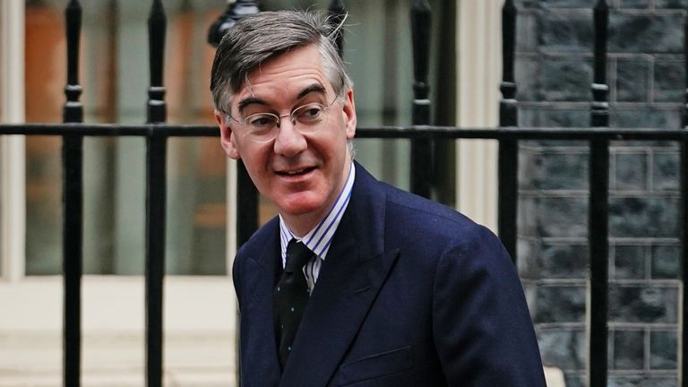 Leader of the House of Commons Jacob Rees-Mogg leaves Downing Street, London, following the government&#39;s weekly Cabinet meeting. Picture date: Tuesday February 8, 2022.