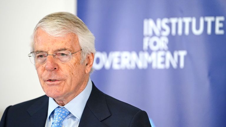 Former prime minister Sir John Major during his keynote speech at the Institute for Government, central London, on the issue of trust and standards in a democracy. Picture date: Thursday February 10, 2022.
