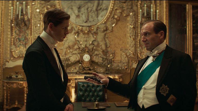 Harris Dickinson and Ralph Fiennes in The King&#39;s Man. Pic: 20th Century Studios