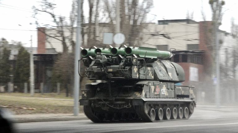 Military hardware seen in Kyiv