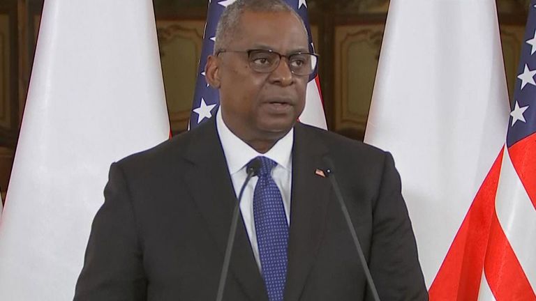 US Defence Sevretary Lloyd Austin said in a Press Conference in Poland over the Ukraine crisis: "It is ironic that what Mr Putin did not want to see happen was a stronger NATO on his flank - and that&#39;s exactly what he will see going forward".