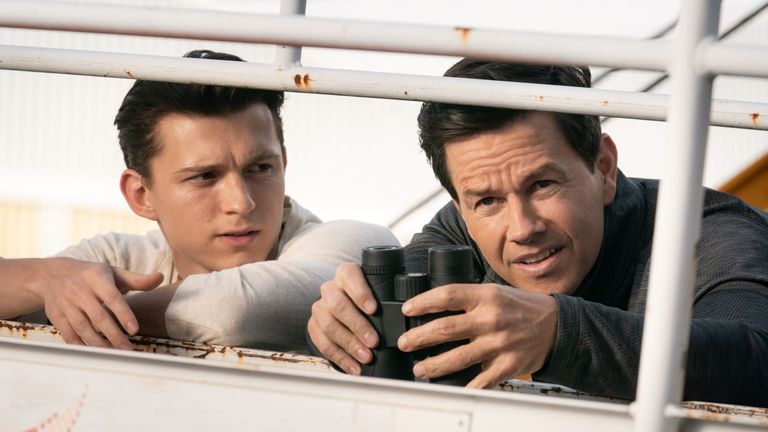 Tom Holland and Mark Wahlberg in Uncharted. Pic: Sony Pictures