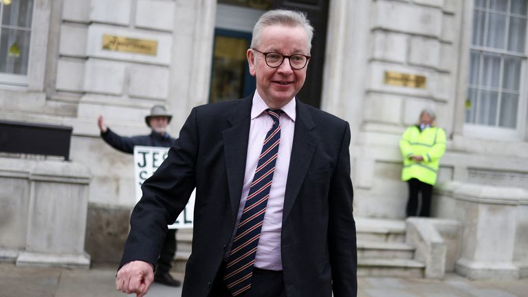 Britain's Foreign Secretary for Upgrades, Housing and Communities Michael Gove walks outside the Cabinet Office in London, Britain February 7, 2022. REUTERS / Tom Nicholson