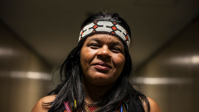 Brazilian indigenous activist, environmentalist and politician Sônia Bone Guajajara Pic: Mídia NINJA