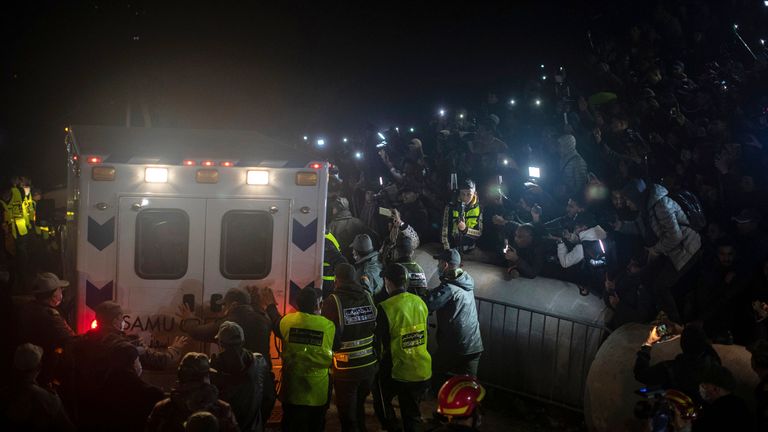 An ambulance leaves with Rayan&#39;s body. Pic: AP