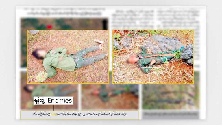 Ordu tarafından yönetilen medya, iki 'düşmanın' fotoğraflarını yayınladı.  Mo So saldırısına karıştığı iddia ediliyor.  Pic: The Mirror Daily