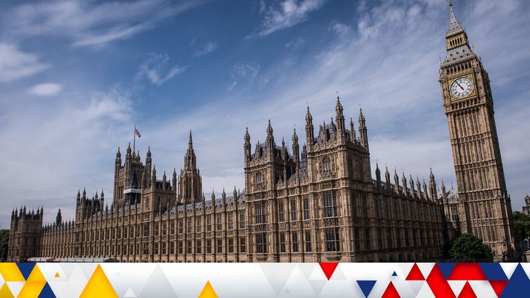 The Palace of Westminster, which contains the House of Commons and the House of Lords, in central London.