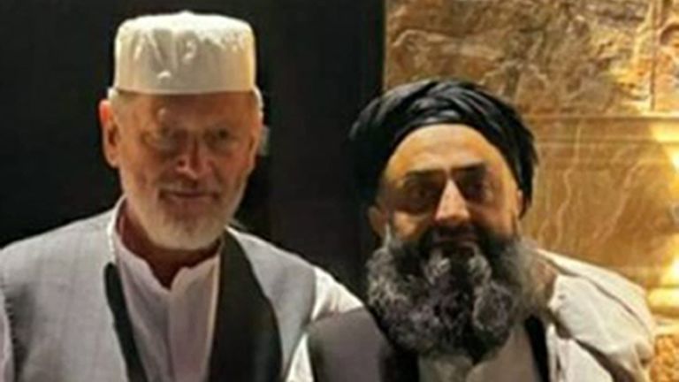 Undated handout photo of Peter Jouvenal (left) with Mullah Hafezullah. Friends of a second British man who has been detained by the Taliban in Afghanistan have pleaded for his release. Jouvenal, a British/German dual-national, has been held since early December 