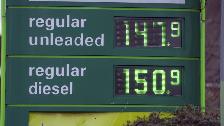 A BP petrol station in Reading, Berkshire. British motorists face even higher bills as petrol and diesel prices hit new record highs. Picture date: Monday February 14, 2022.