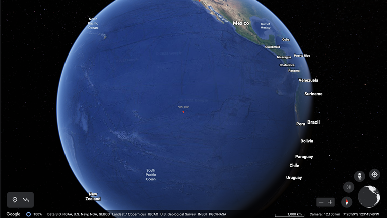 'uzay aracı mezarlığı'  Google Earth'te görüldüğü gibi Nemo'yu işaretleyin.  Resim: Google