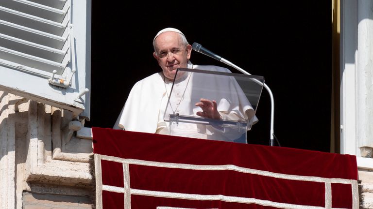 The Pope is speaking in St Peter's Square in the Vatican