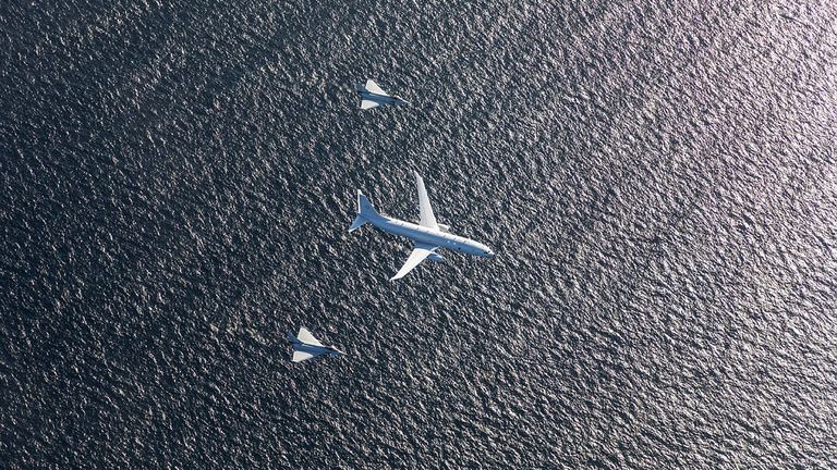A P8a Poseidon - one of the RAF surveillance planes conducting missions.