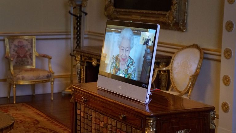 Queen Elizabeth II, 95,  held virtual audiences from Windsor Castle