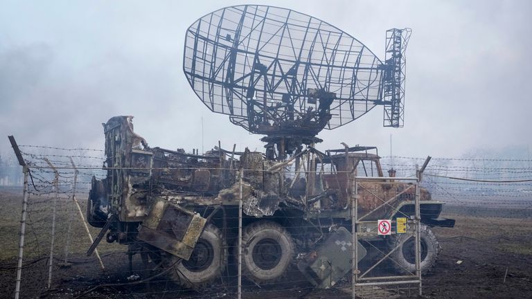 Damaged radar arrays and other equipment is seen at Ukrainian military facility outside Mariupol, Ukraine, Thursday, Feb. 24, 2022. Russia has launched a barrage of air and missile strikes on Ukraine early Thursday and Ukrainian officials said that Russian troops have rolled into the country from the north, east and south. (AP Photo/Sergei Grits)
PIC:AP
