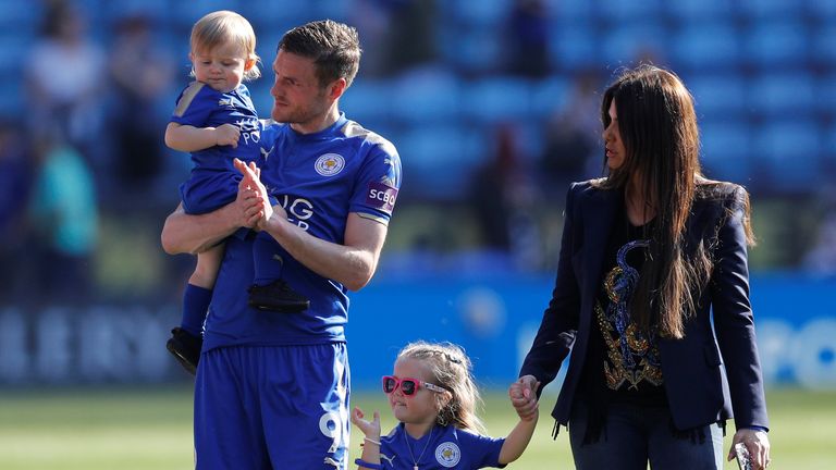 Rebekah's partner Jamie (left) plays for Premier League club Leicester City