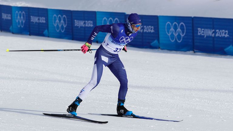REMI LINDHOLM (FIN) in the men s cross country skiing 50km freestyle during the Beijing 2022 Olympic Winter Games at Zhangjiakou Cross-Country Centre.