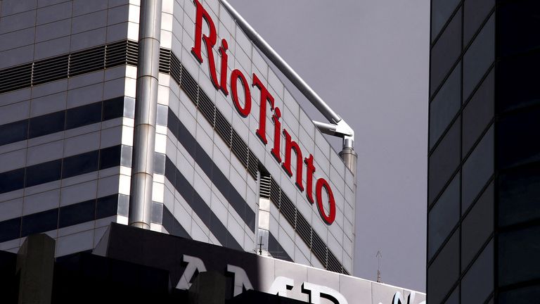 A sign adorns the building where mining company Rio Tinto has their office in Perth, Western Australia, November 19, 2015