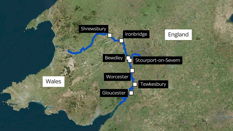 The River Severn is subject to two severe flood warnings, with residents in nearby towns warned to prepare