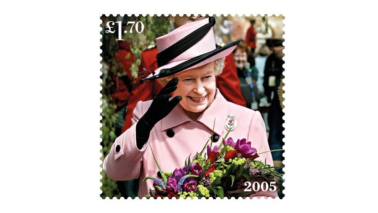 EMBARGOED TO 0001 FRIDAY FEBRUARY 4 Undated handout photo issued by the Royal mail of one of eight new stamps showing Queen Elizabeth II after touring the Provincial Museum of Alberta, Edmonton, Canada in May 2005, which has been issued to mark the monarch&#39;s Platinum Jubilee. Issue date: Friday February 4, 2022.