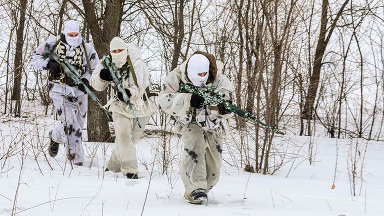 In this photo released by the Russian Defense Ministry Press Service on Tuesday, Feb. 1, 2022, snipers change their position during a military exercise in the Nizhny Novgorod Region, Russia. (Russian Defense Ministry Press Service via AP)
PIC:AP

