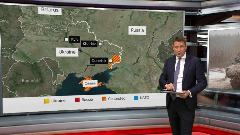 Sky&#39;s Alistair Bunkall looks at the latest satellite imagery from the region and describes how an invasion of Ukraine might look