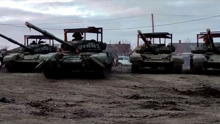 The Russian Ministry of Defence released images it says are off troops going back to their bases