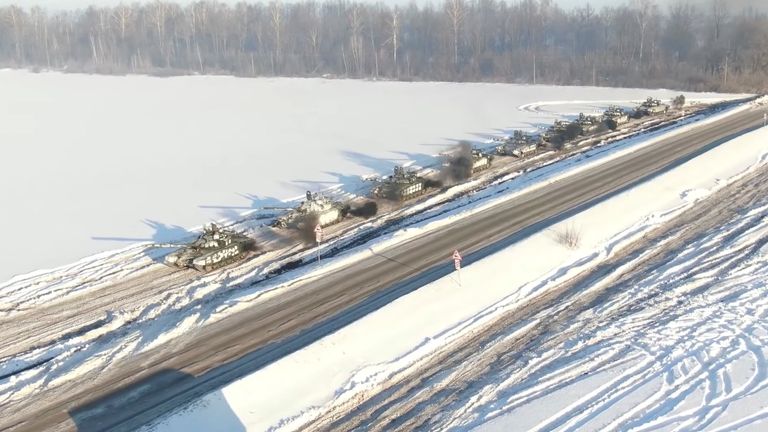 Some Russian forces have reportedly return to their bases from Ukraine&#39;s border. Pic: Russian defence ministry