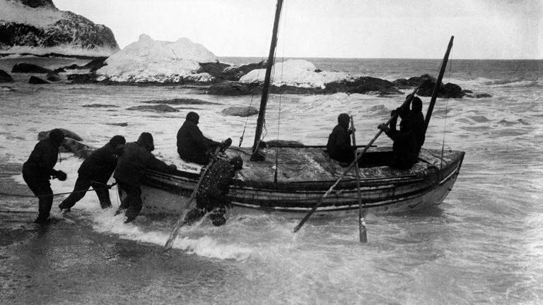 Sir Ernest Shackleton setting out on his heroic journey of 750 miles