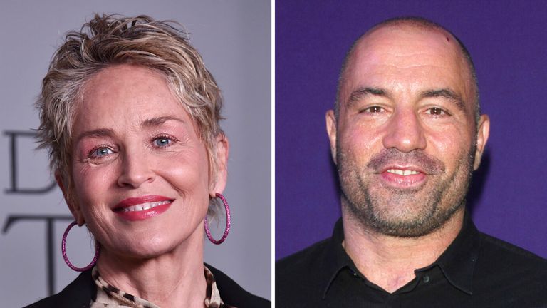 Sharon Stone is the latest celebrity to criticise Joe Rogan. Pics: AP