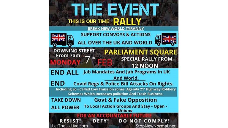 An online poster advertised the day of protest in Parliament Square