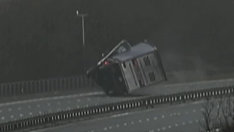 Lorries blown over on M4